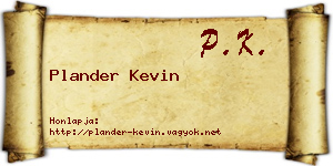 Plander Kevin névjegykártya